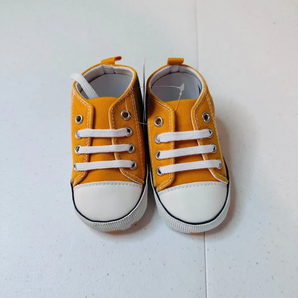 Baby Boy Baby Girl Shoes Orange Canvas High Top Sneakers Baby Size 3
